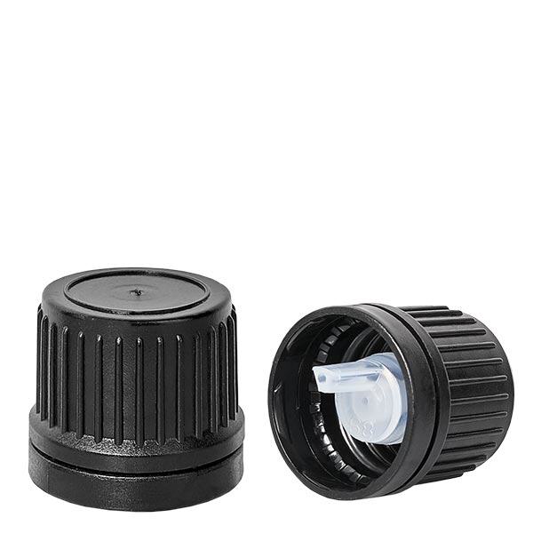 TropfVerschluss 1mm Top schwarz 18mm mit Originalitätsverschluss