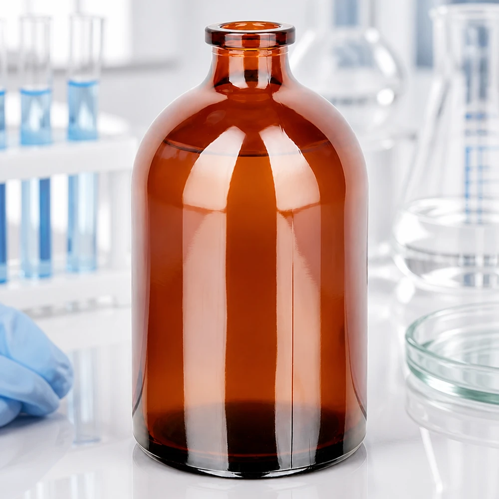 Injektionsflasche Braunglas 100ml Injektionsflasche Braunglas 100ml für pharmazeutische und laborchemische Anwendungen im Fachhandel