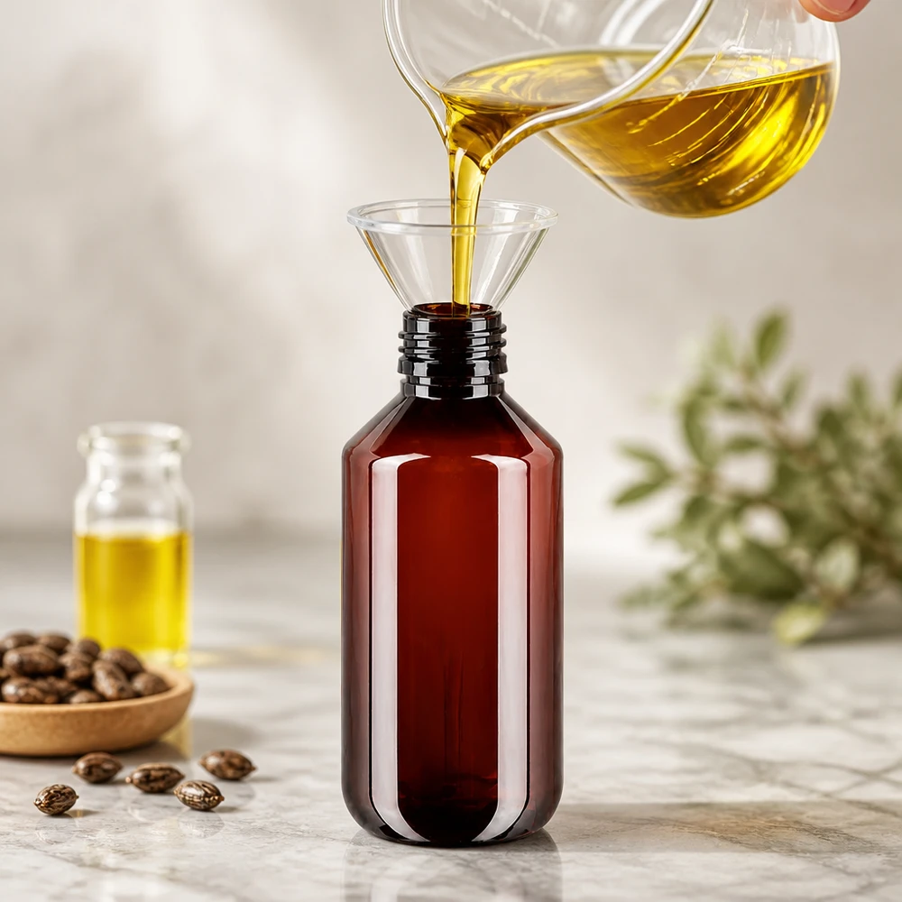 PET Flasche 200ml PP28 bernsteinfarben zum Abfüllen von Ölen professioneller Einsatz im Fachhandel