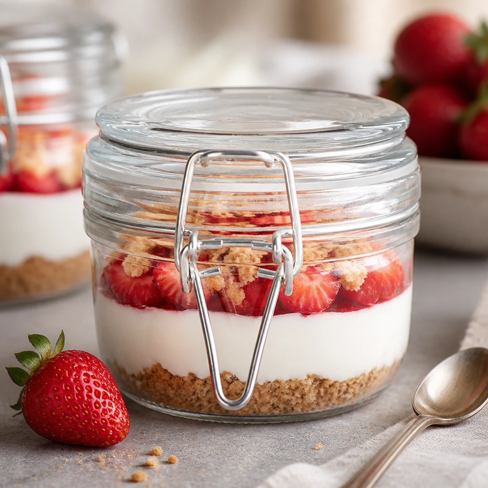 200ml Vorratsglas mit Bügelverschluss für professionelle Lebensmittellagerung - Dessert-Präsentation im Gewerbeeinsatz