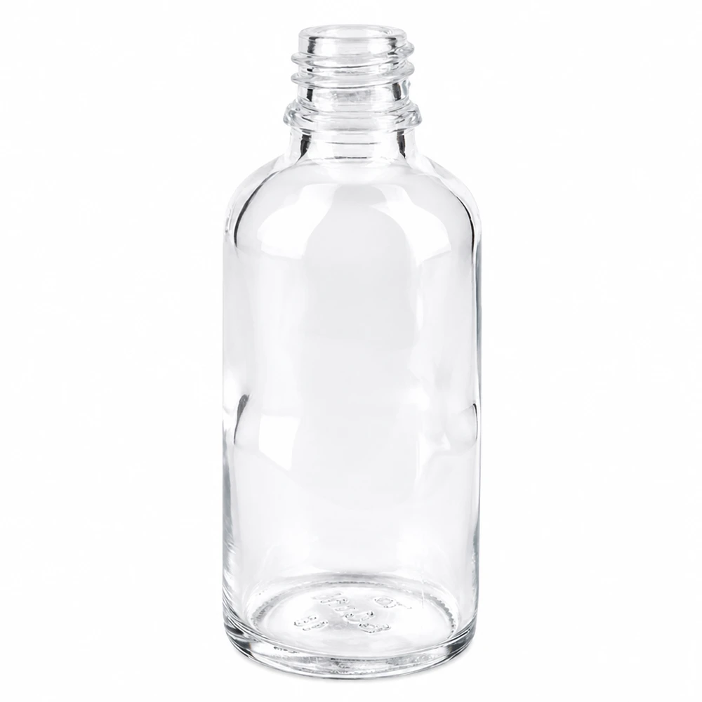 Klarglas Flasche 50ml DIN 18 50ml klare Apothekenflasche aus ApoGlas für professionelle Anwendung in Pharmazie und Kosmetik