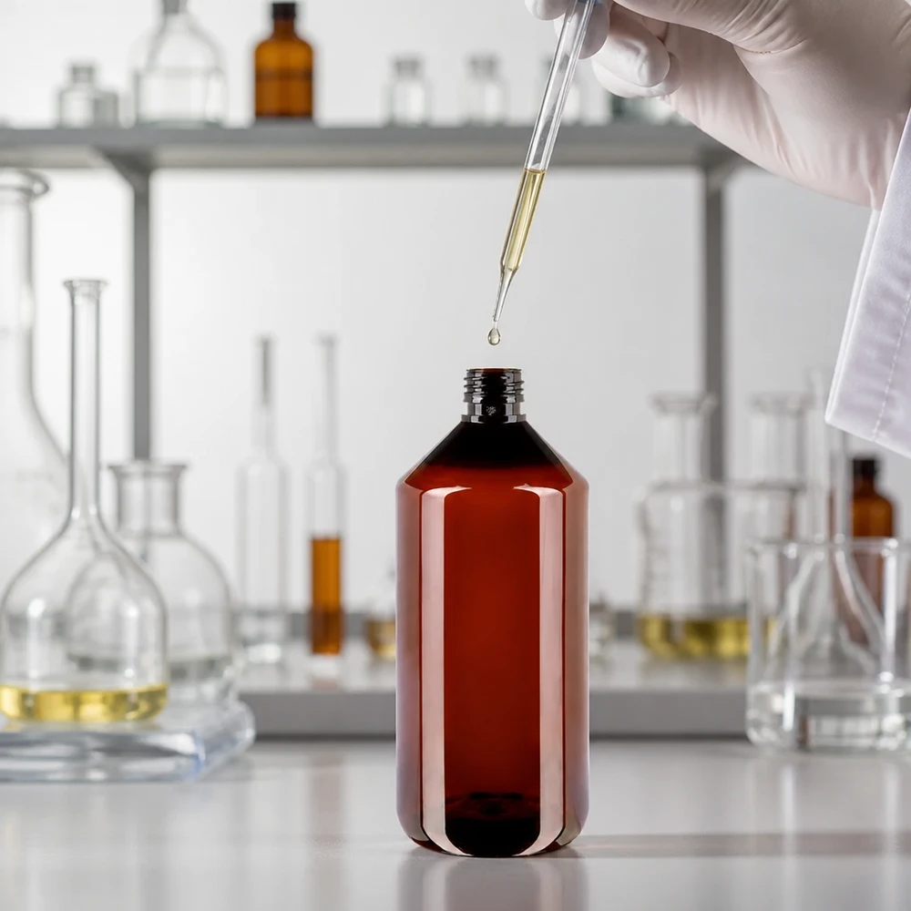 PET Flasche 1000ml PP28 ohne Verschluss PET Flasche 1000ml PP28 braun ohne Verschluss für professionellen Laboreinsatz im Fachhandel