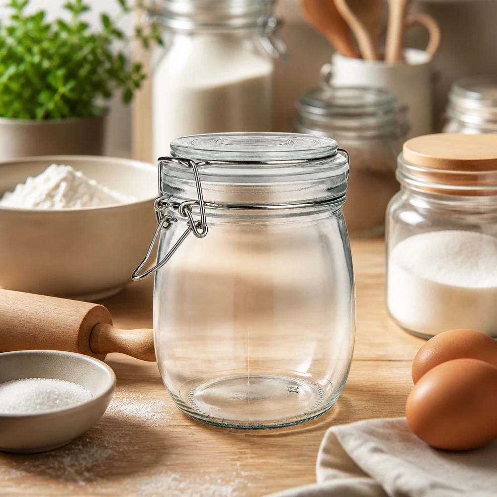 750ml Vorratsglas mit Silikonring und Bügelverschluss UNiTWIST 750ml Vorratsglas mit Bügelverschluss für professionelle Küchenlagerung und Gastronomiebedarf bei Pacadura