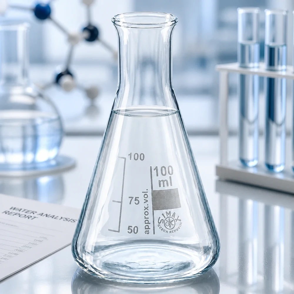 Erlenmeyerkolben 100ml Enghals aus Borosilikatglas für professionelle Laboranwendungen bei Pacadura.de