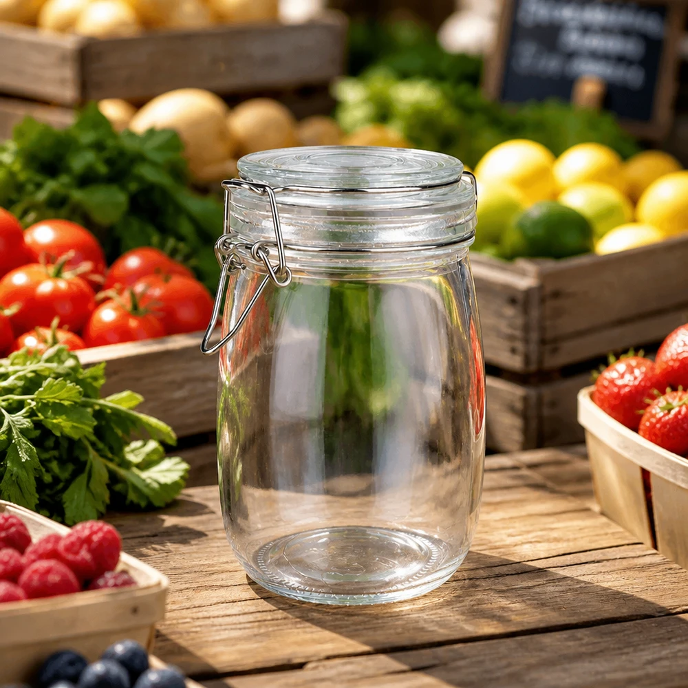 1000ml Vorratsglas mit Silikonring und Bügelverschluss UNiTWIST 1000ml Vorratsglas mit Bügelverschluss für professionelle Lebensmittellagerung in Gastronomie und Handel