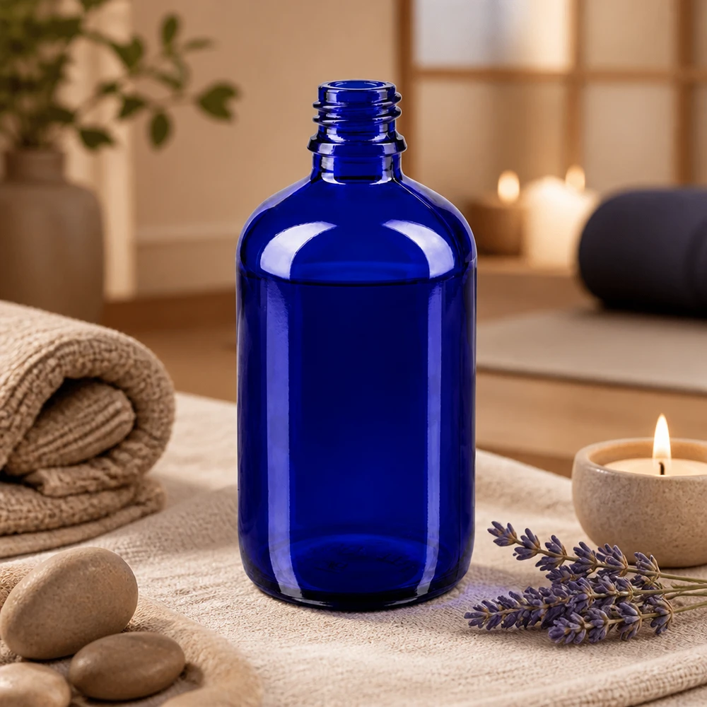 Tropfflasche 100ml DIN 18 BLAUGLAS 100ml blaue Apothekerflasche aus ApoGlas für professionelle Anwendung in Pharmazie und Kosmetik