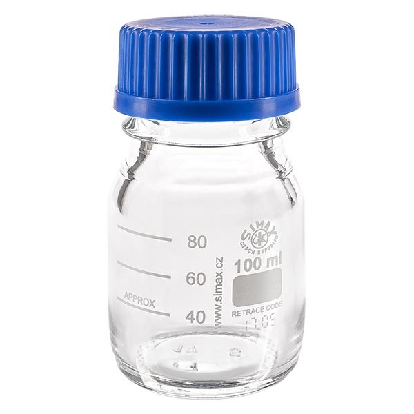 Laborgewindeflasche 100ml mit Kappe, Borosilikat