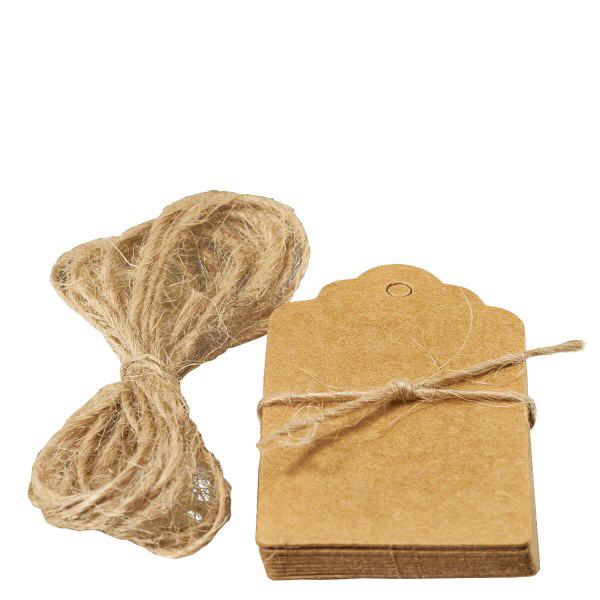 Braune Papieranhänger 30x50mm mit Naturfaser-Kordel 10er Pack für Geschenkverpackung und Basteln