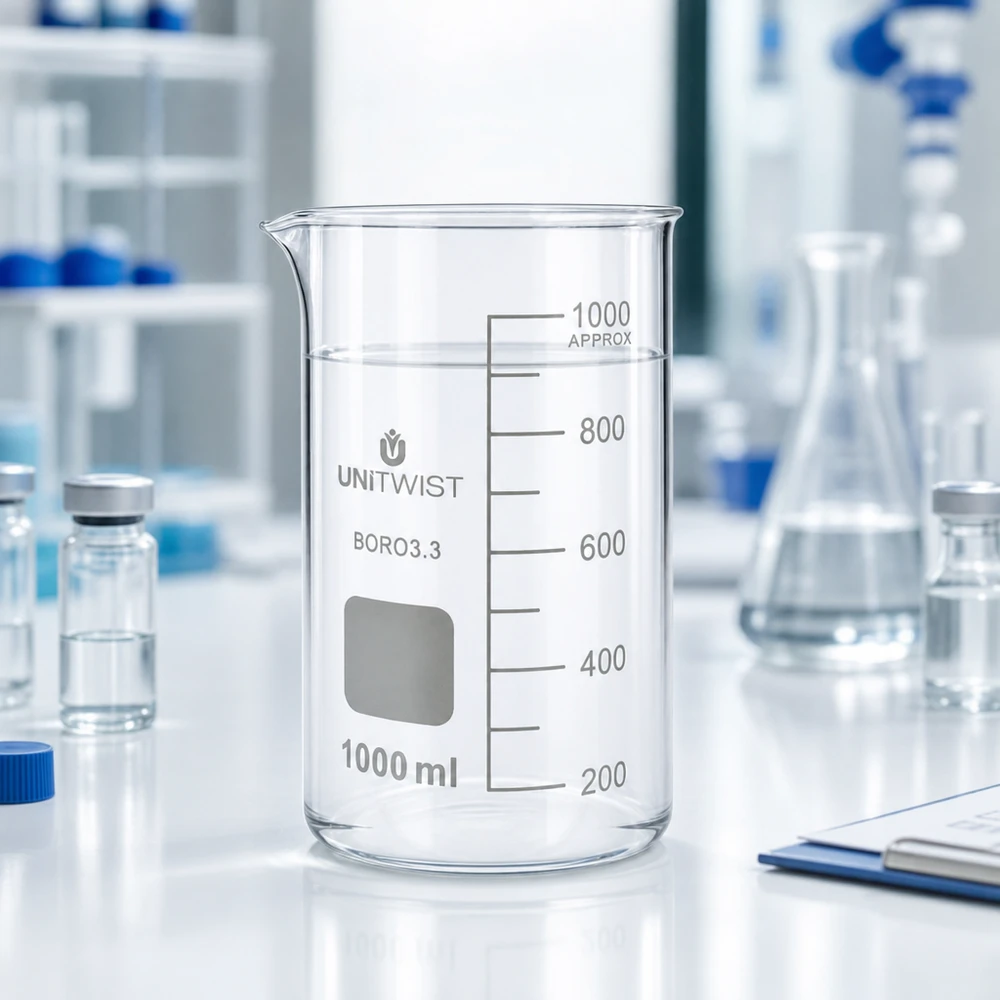 Becherglas 1000ml Borosilikat hohe Form UNITWIST für Labor und Gewerbe professional