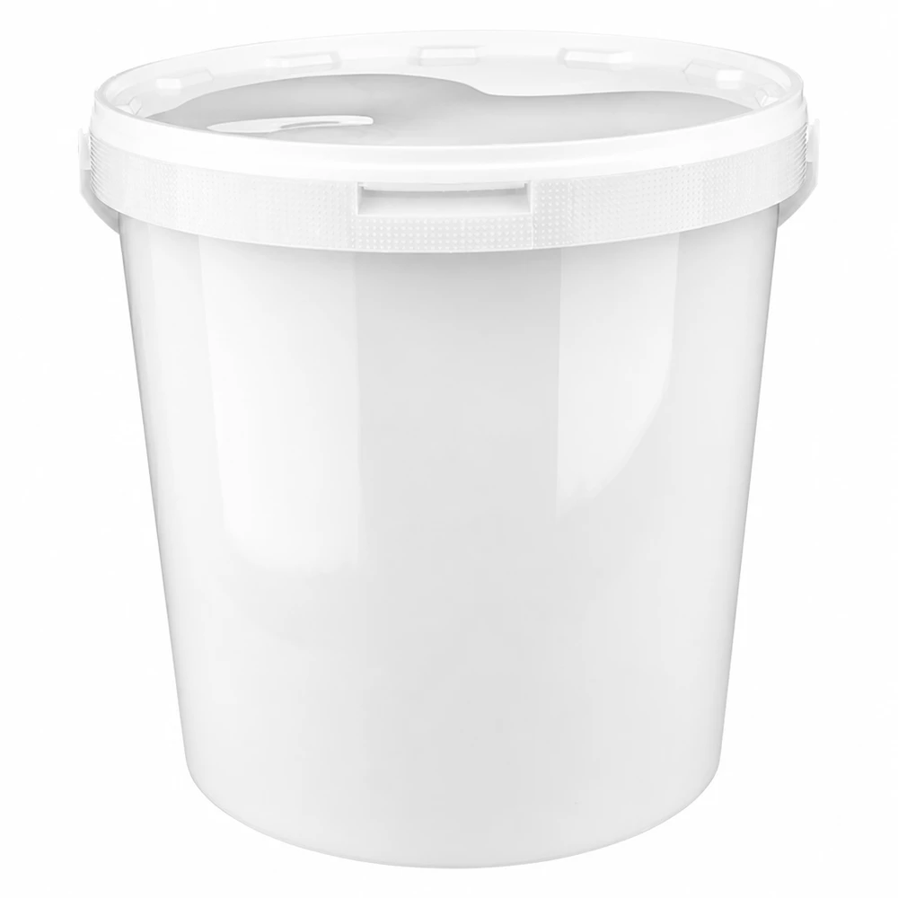 Eimer 10.7L aus weißem Kunststoff Polypropylen mit Deckel Weißer Kunststoffeimer 10,7L aus PP mit Deckel für gewerblichen Einsatz von Pacadura.de