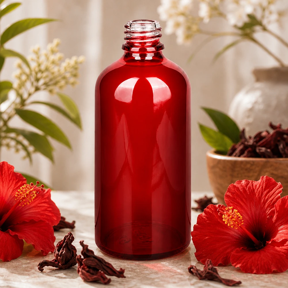 100ml Apothekerflasche RedLine UT18/100 UNiTWIST aus rotem Glas für professionelle Anwendung bei Pacadura