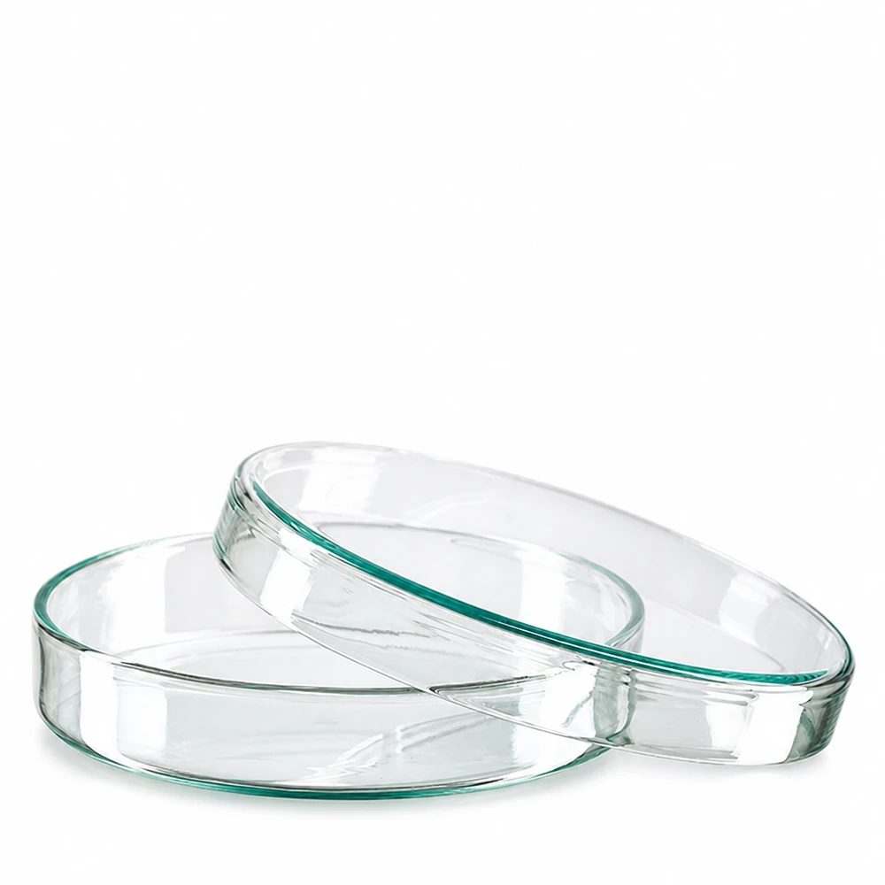 Petrischale 100x20mm Glas Petrischale 100x20mm aus Borosilikatglas für Labor und Gewerbe zwei gestapelte Glasschalen