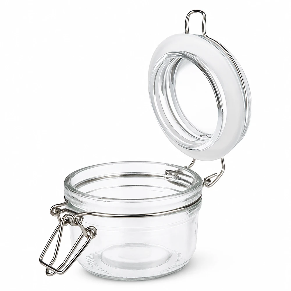 100ml Vorratsglas mit Silikonring und Bügelverschluss UNiTWIST 100ml Vorratsglas mit Bügelverschluss für gewerbliche Lagerung - hochwertiges Glas für professionellen Einsatz