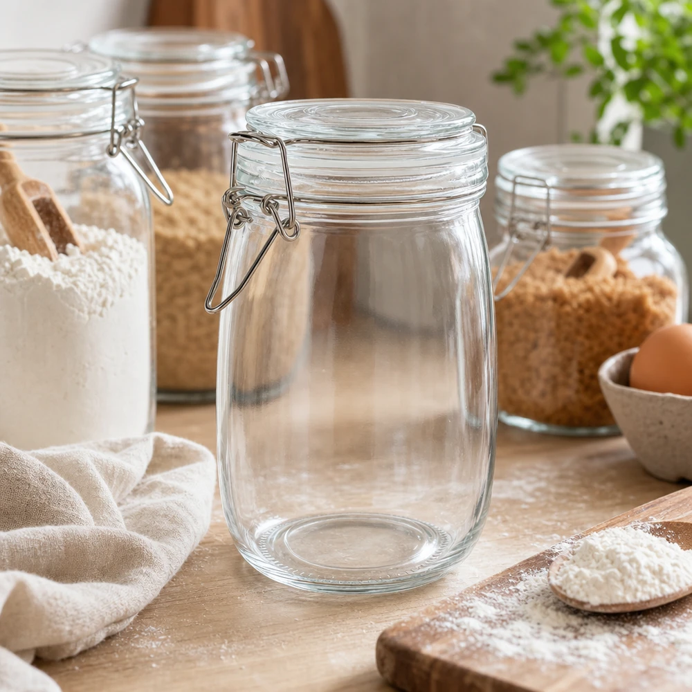 1000ml Vorratsglas mit Silikonring und Bügelverschluss UNiTWIST 1000ml Vorratsglas mit Bügelverschluss für professionelle Lagerung in Gewerbe und Gastronomie bei Pacadura