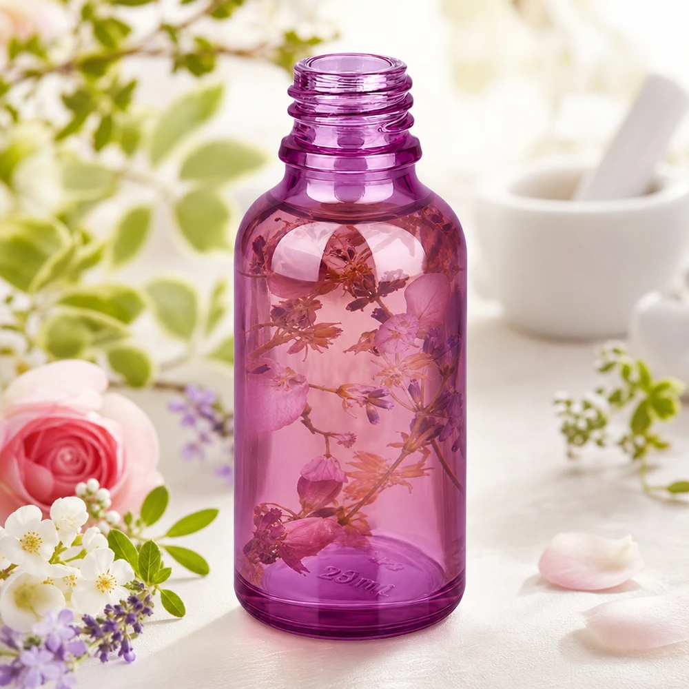 30ml Apothekenflasche PurpleLine UT18/30 UNiTWIST 30ml Apothekenflasche violett Glas UT18/30 UNiTWIST Gewinde für professionelle Kosmetik und Pharmazie
