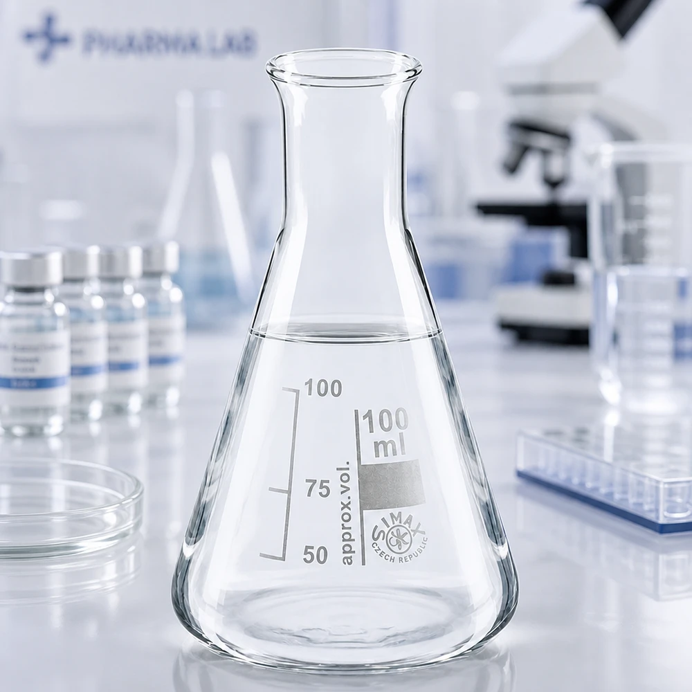 Erlenmeyerkolben 100ml Enghals aus Borosilikatglas für professionelle Laboranwendungen bei Pacadura