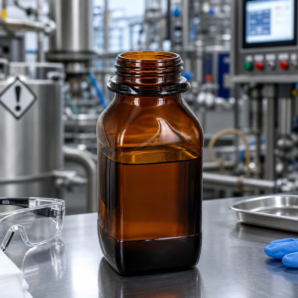 Chemikalienflasche 500ml Braunglas DIN 54 - Betriebsausstattung 500ml Chemikalienflasche aus braunem Glas für professionelle Laboranwendung bei Pacadura.de