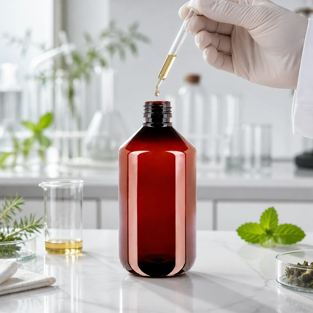 PET Flasche 500ml PP28 ohne Verschluss PET Flasche 500ml PP28 Gewinde braun transparent professioneller Einsatz Labor Verpackung Großhandel
