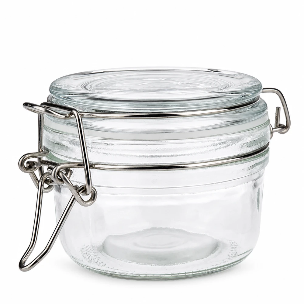 100ml Vorratsglas mit Silikonring und Bügelverschluss UNiTWIST 100ml Vorratsglas mit Bügelverschluss aus robustem Glas für professionelle Lagerung und Gewerbeeinsatz