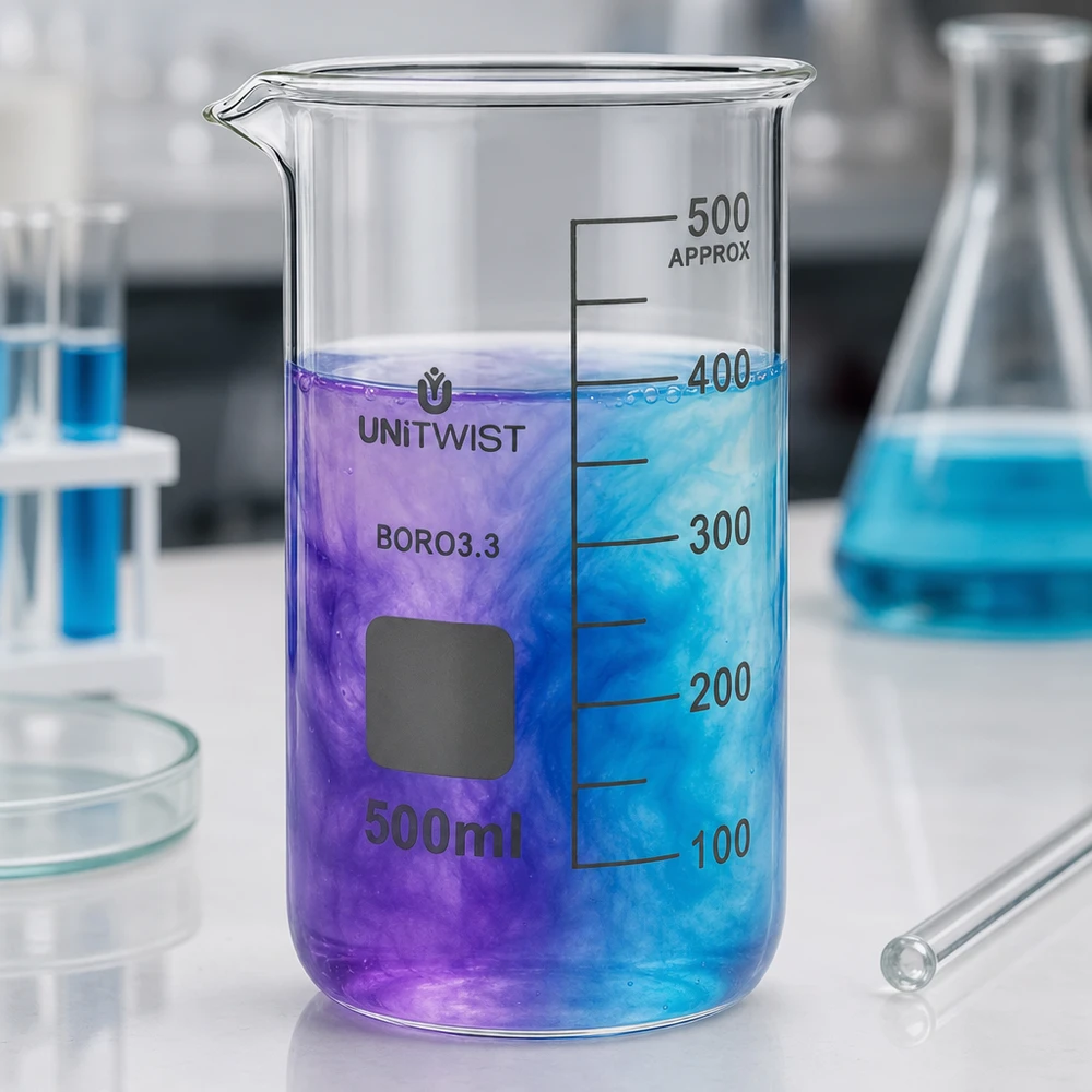 Becherglas 500ml Borosilikat, hohe Form UNiTWIST Becherglas 500ml hohe Form aus Borosilikat 3.3 UNITWIST für professionellen Laboreinsatz