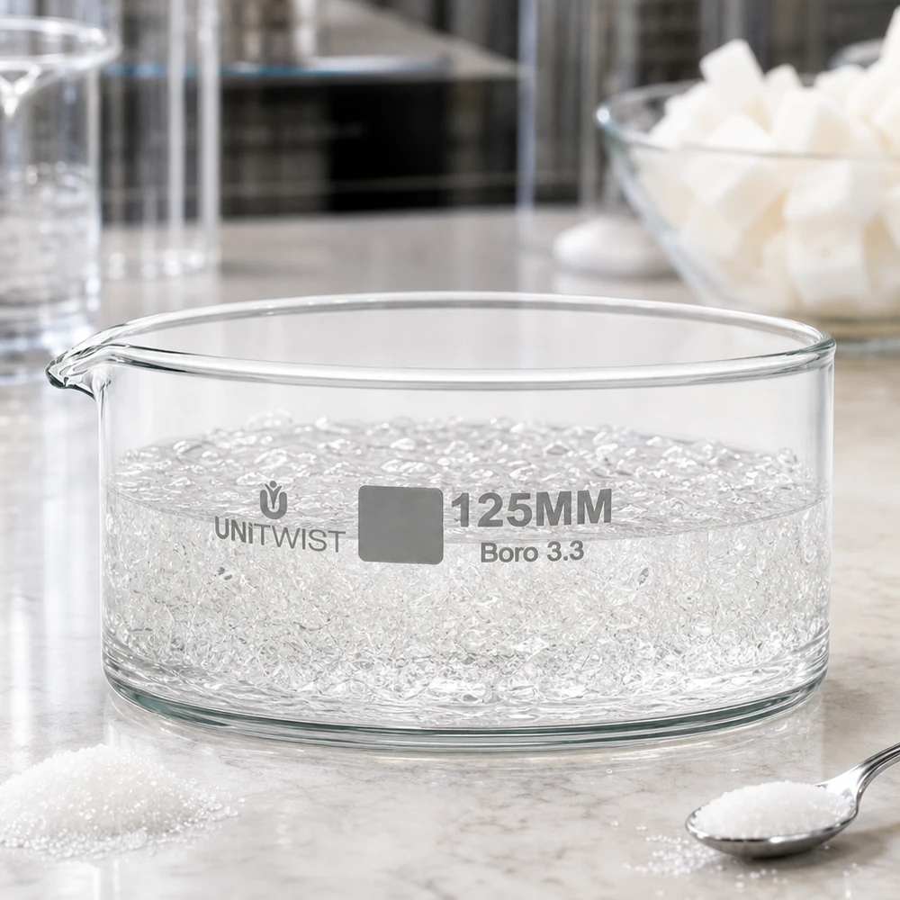 Kristallisierschale ø125mm Borosilikatglas UNiTWIST Kristallisierschale 125mm Borosilikatglas Boro 3.3 UNiTWIST für professionelle Laborzwecke und Lebensmittelverarbeitung