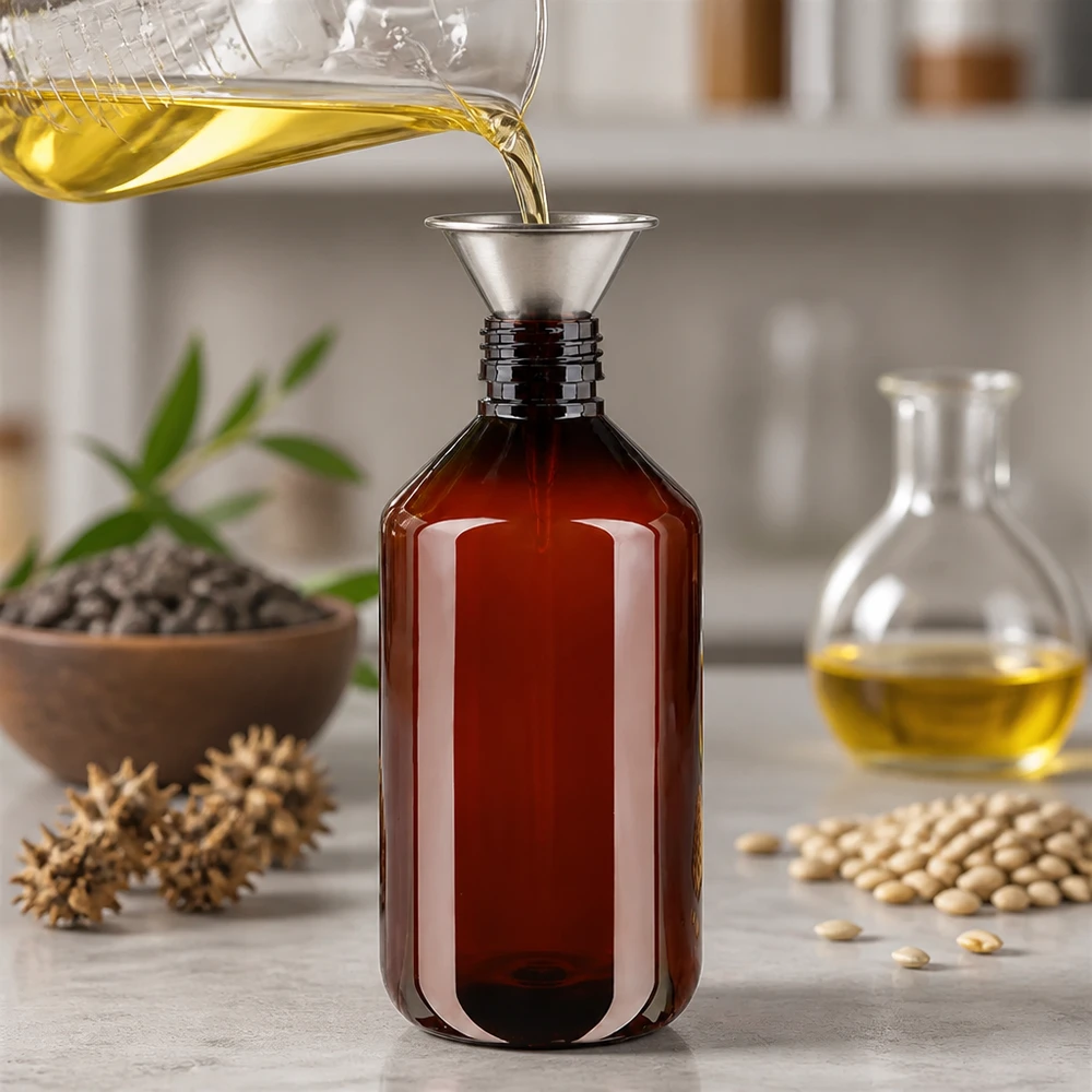 PET Flasche 500ml braun PP28 Gewinde zum Abfüllen von Öl professioneller Einsatz im Fachhandel