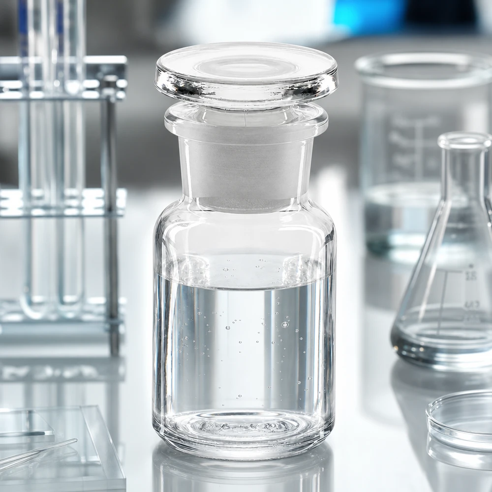Rundschulterflasche 50ml Weithals klar Glas mit Glasstopfen für Labor und Fachhandel