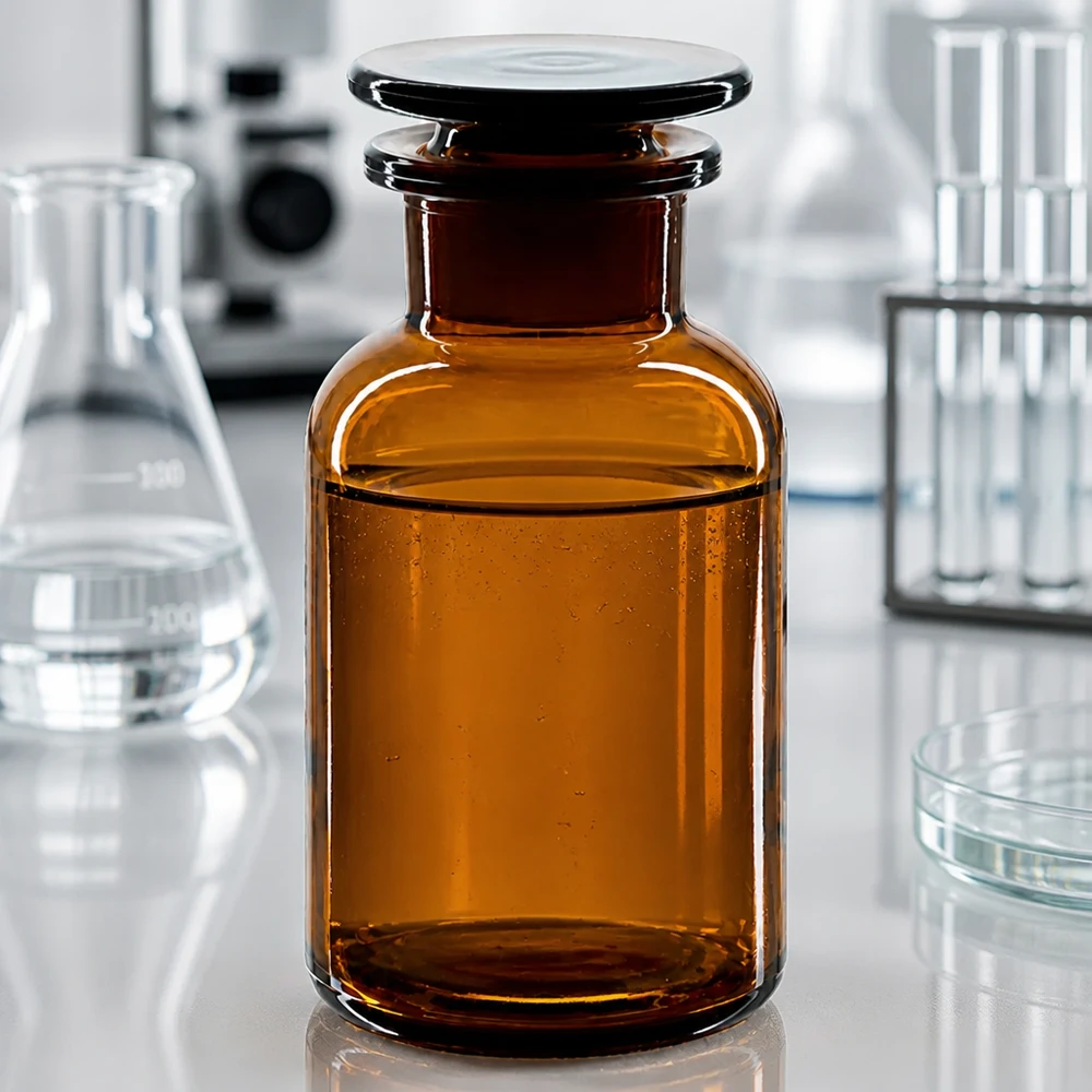 Braune Weithalsflasche 250ml mit Glasstopfen für Labor und Pharmazie aus hochwertigem Borosilikatglas