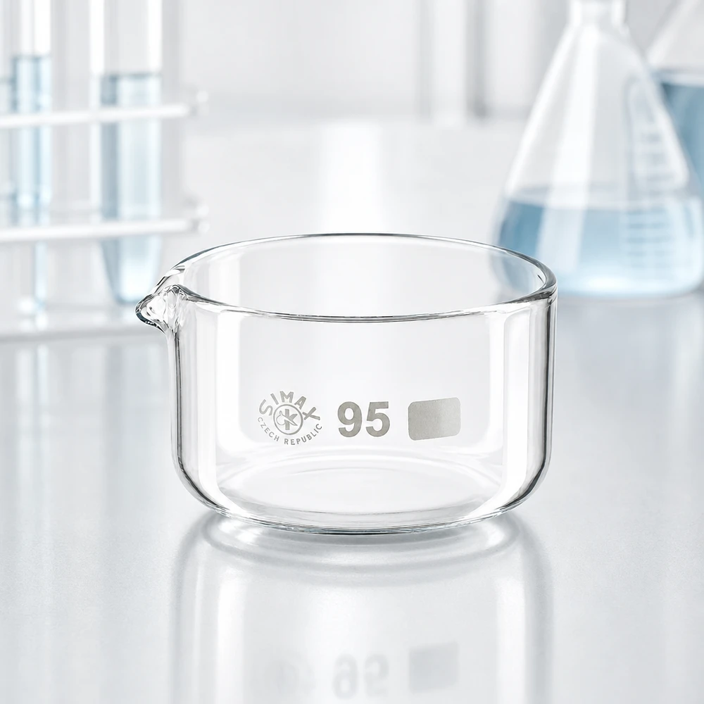 Kristallisierschale 300ml Borosilikatglas Ø95mm mit Ausguss für Labor und Gewerbe von SIMAX