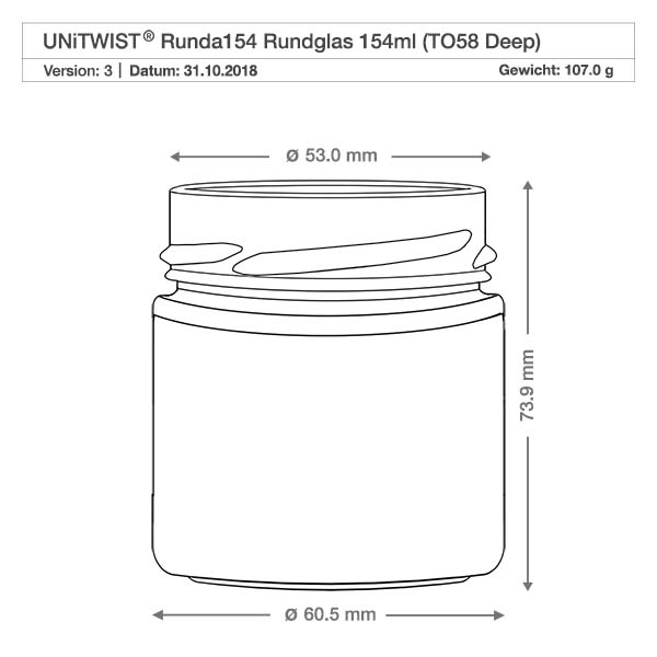154ml Rundglas ohne Deckel (TO58deep) UNiTWIST 154ml Rundglas ohne Deckel (TO58deep) UNiTWIST