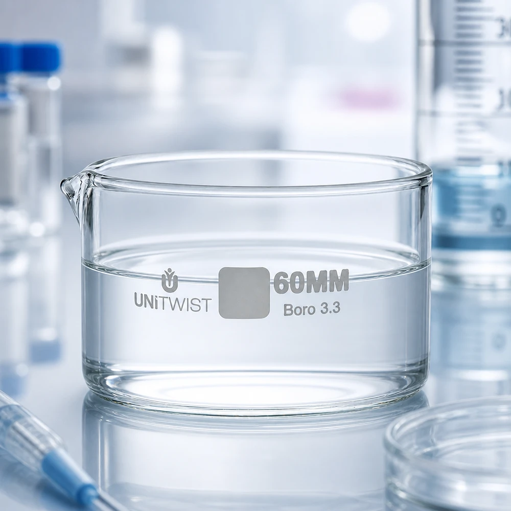 Kristallisierschale 60mm Borosilikatglas Boro 3.3 UNiTWIST für Labor und Gewerbe