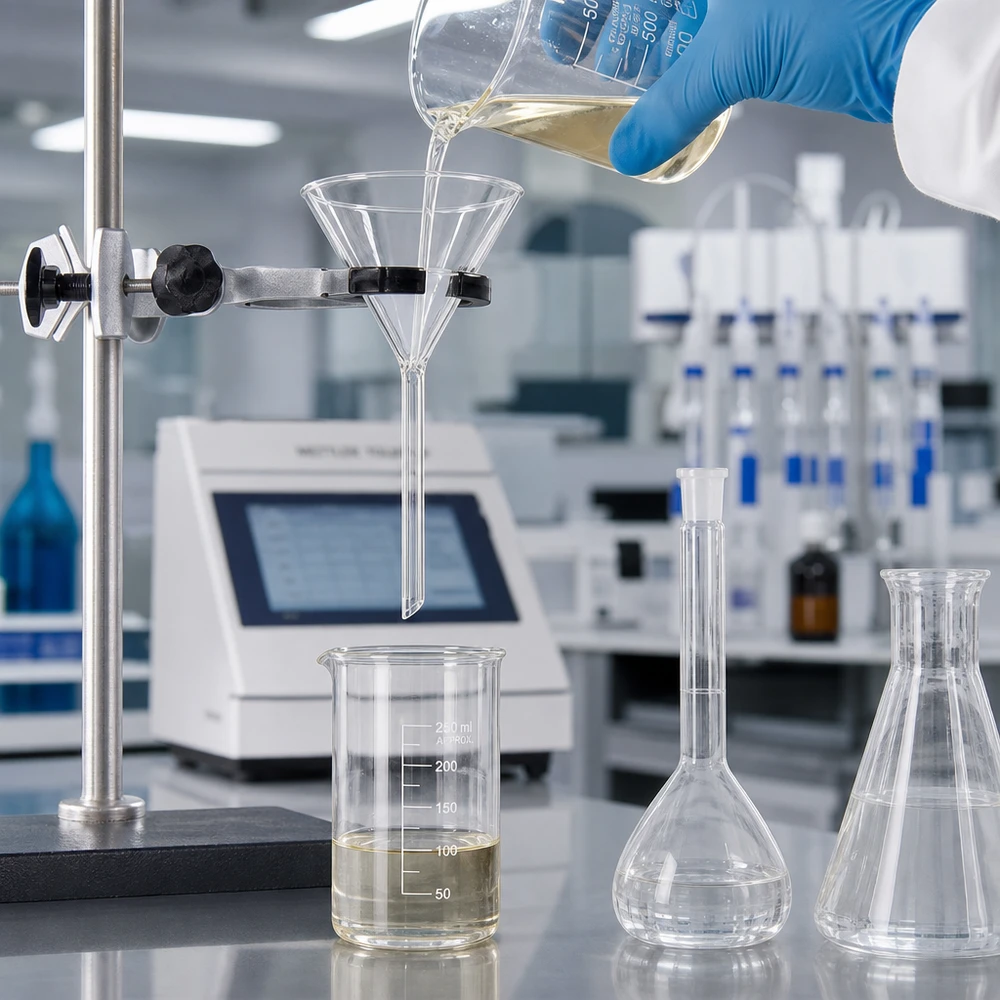 Labortrichter 100mm Durchmesser aus Kalk-Soda-Glas mit 60 Grad Winkel und Kurzstiel für professionelle Anwendung