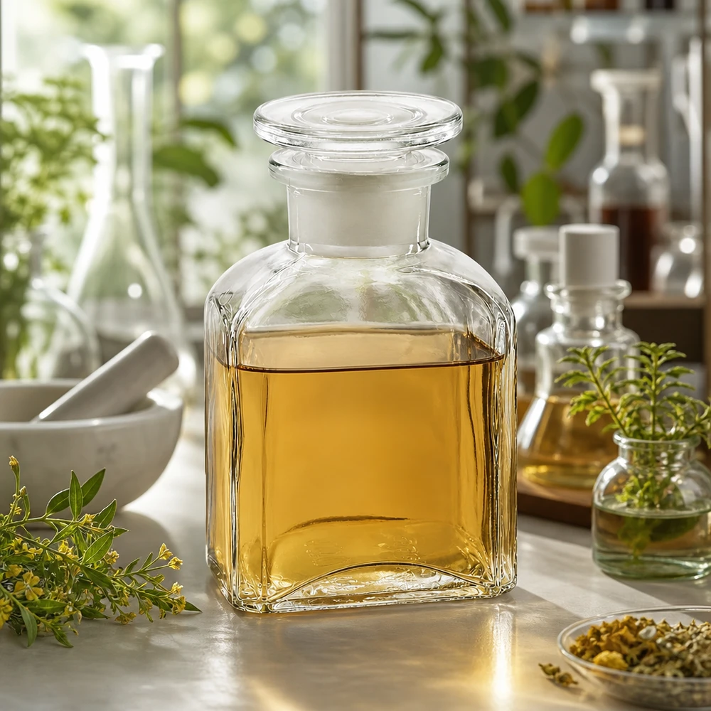 Vierkantflasche 150ml Klarglas mit Glasstopfen für Labor Apotheke und Fachhandel bei Pacadura