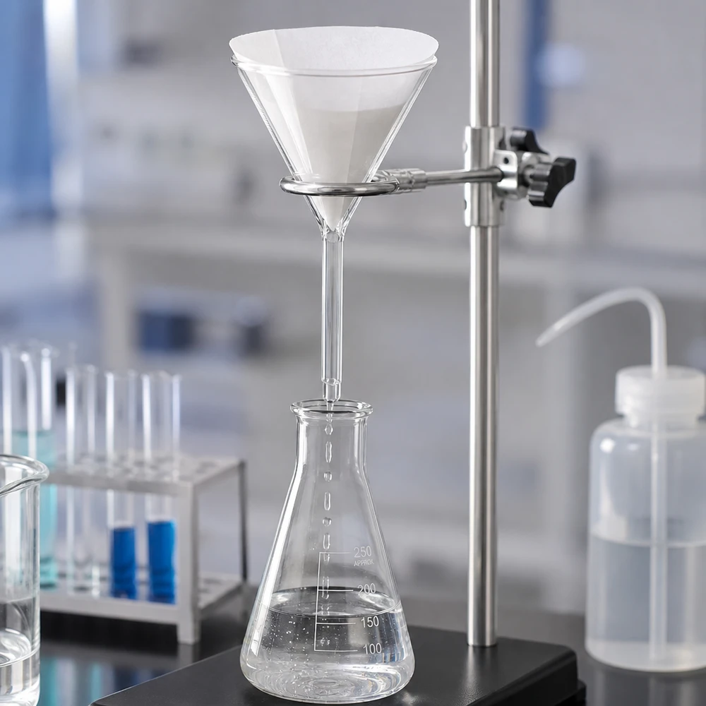 Labortrichter 100mm Kalk-Soda-Glas 60° Winkel Kurzstiel für professionelle Filtration und Analyse im Labor