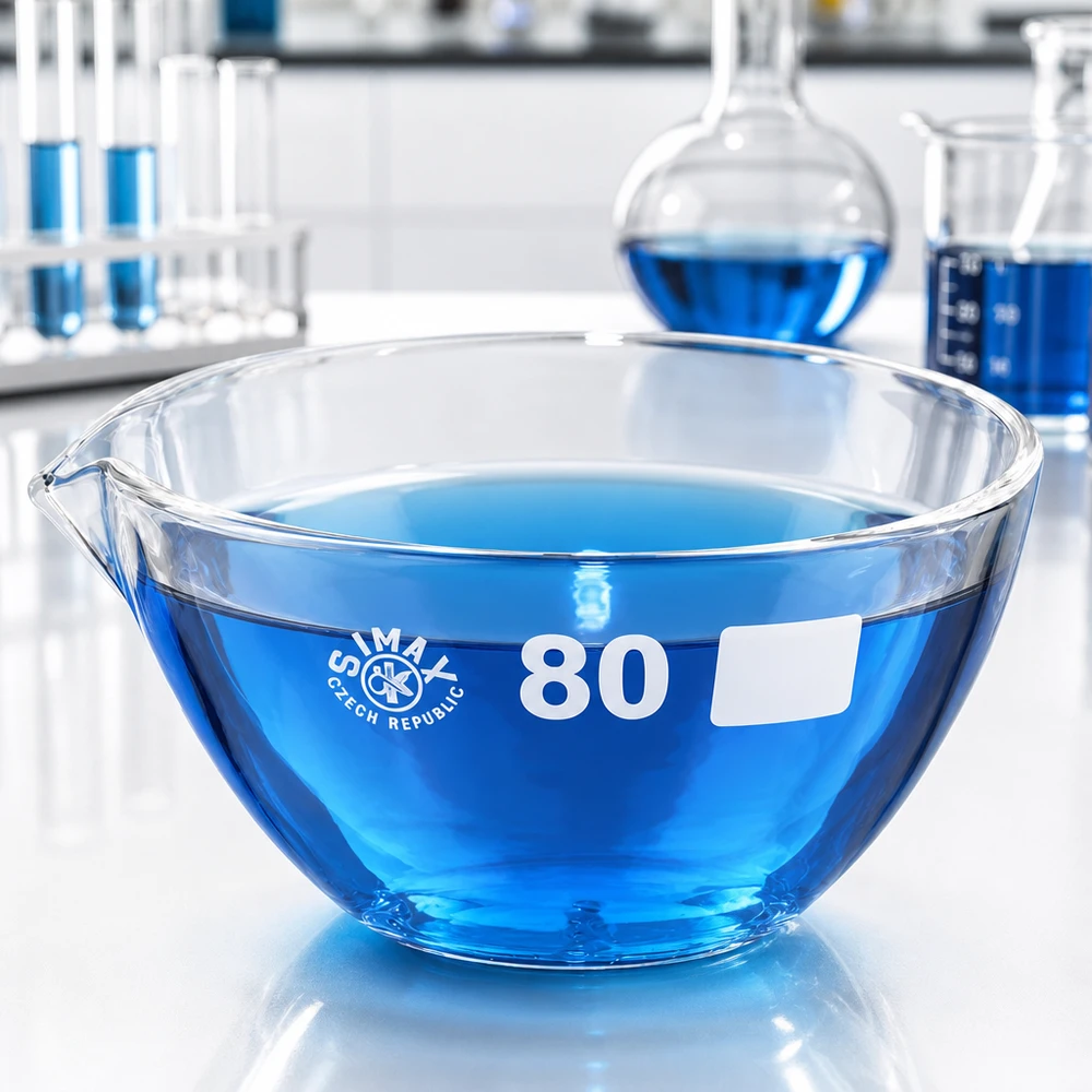 90ml Abdampfschale Borosilikat mit Ausguss ø80mm für professionelle Laboranwendungen bei Pacadura
