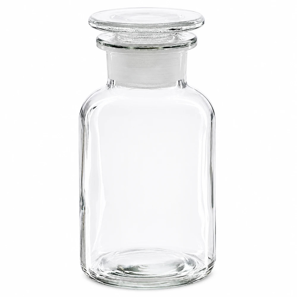 Rundschulterflasche 250ml Klarglas Weithals mit Glasstopfen für professionellen Labor- und Gewerbeeinsatz