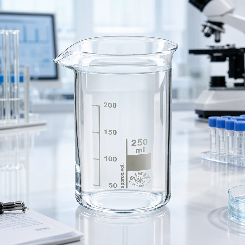 Becherglas 250 ml hohe Form aus Borosilikatglas für Labor und Gewerbe von Simax