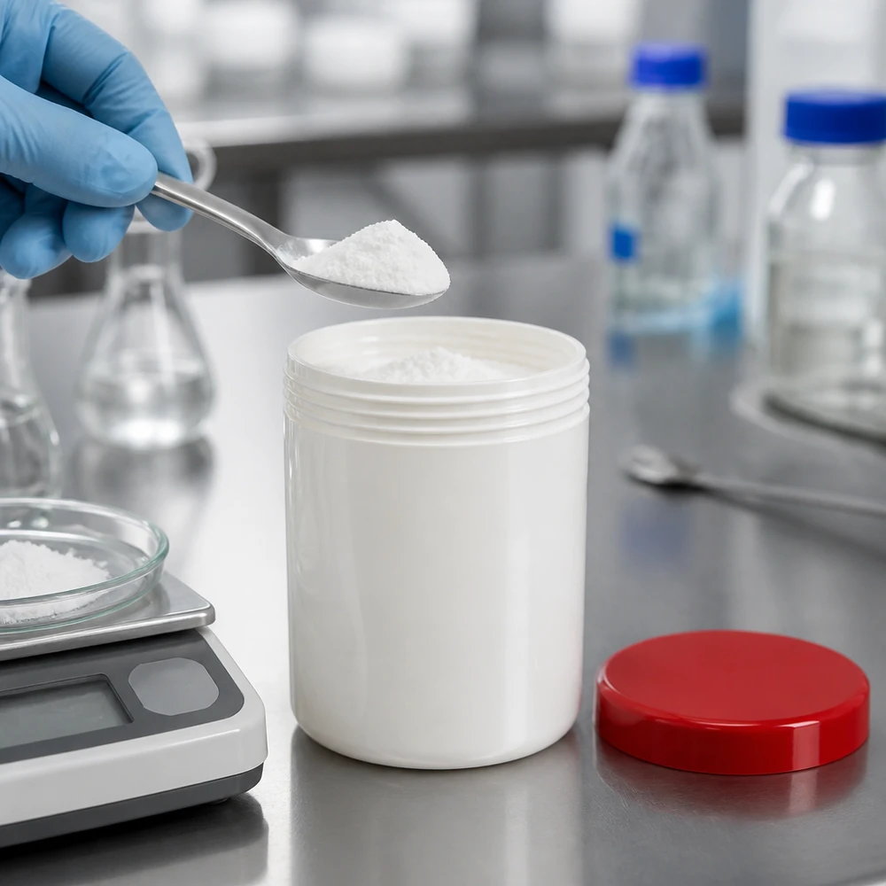 Salbenkruke 800g weiß PP-Kunststoff mit rotem Schraubdeckel für professionelle Labor- und Pharmaanwendungen