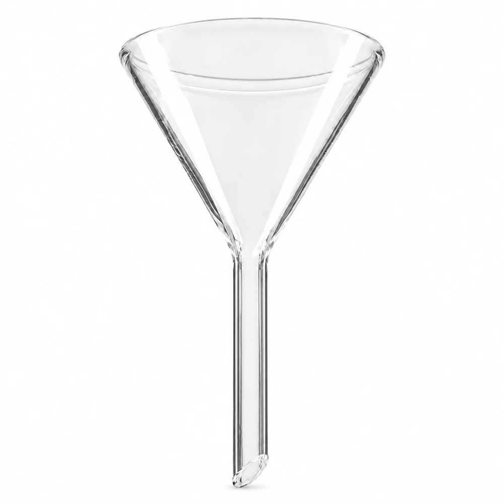 Glastrichter 50mm Durchmesser Kalk-Soda-Glas 60° Winkel Kurzstiel für professionelle Laboranwendungen
