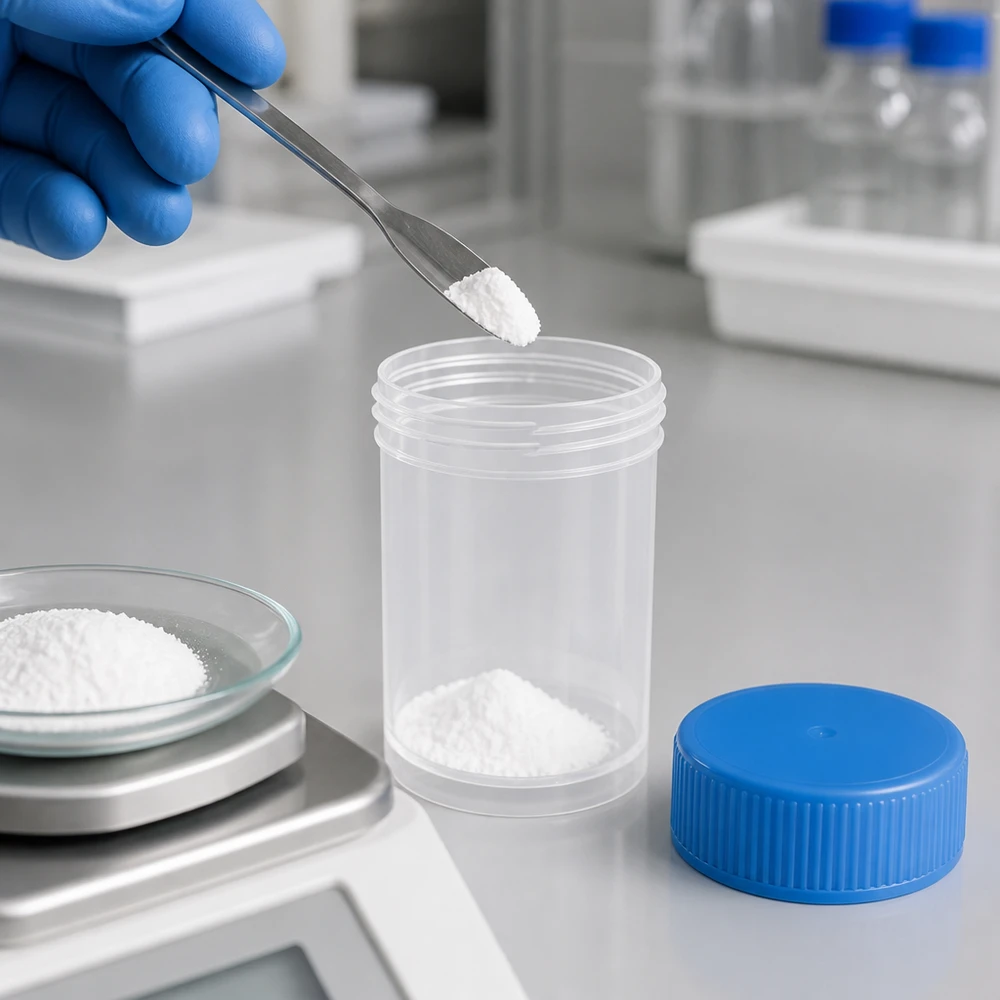 Transparente Kunststoffdose 35ml Pathogefäß mit blauem Deckel für professionelle Laboranwendungen