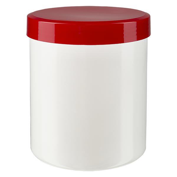 Salbenkruke 300g weiß mit rotem Schraubdeckel (Polypropylen)