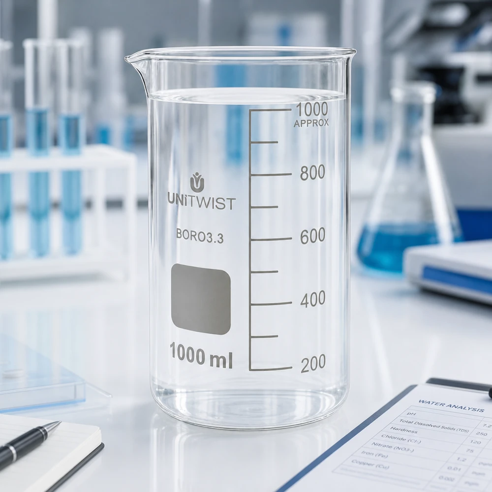 Becherglas 1000ml hohe Form Borosilikat 3.3 UNITWIST für Labor und Gewerbe professionell