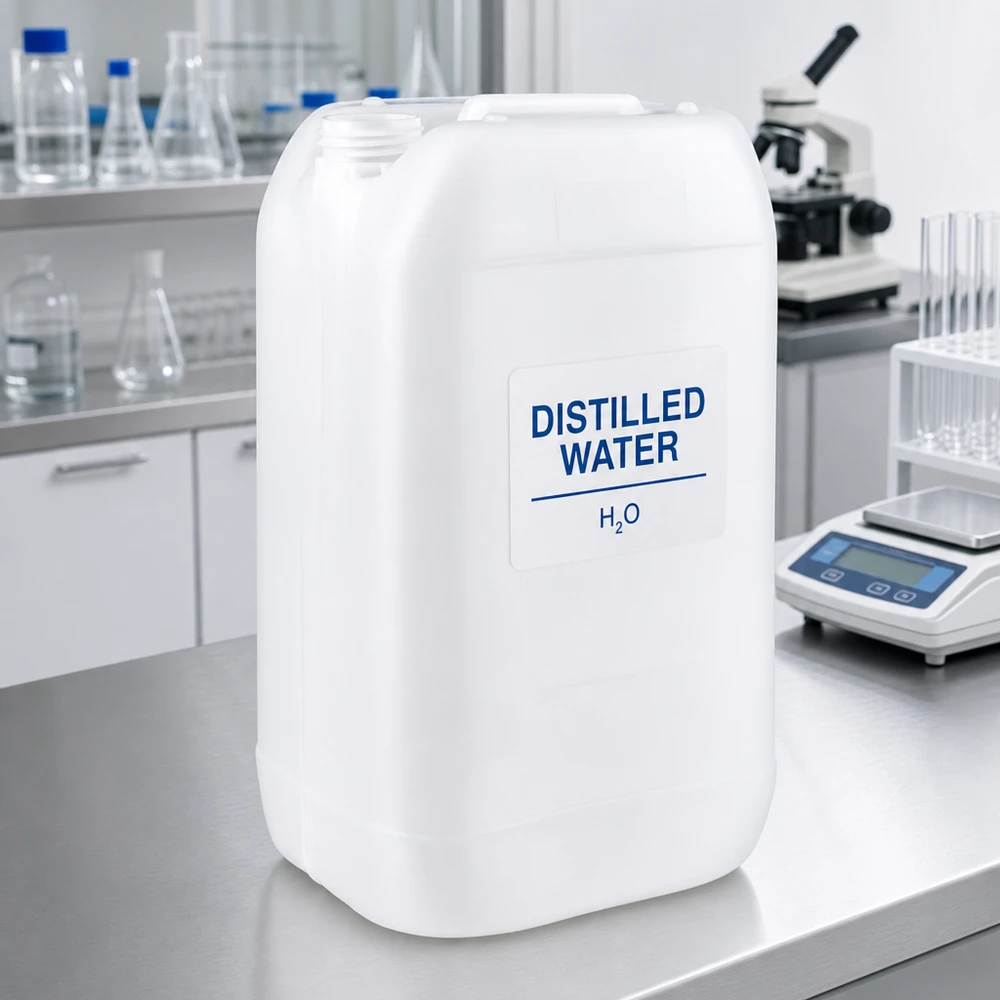 Weißer 15-Liter-HDPE-Kanister für destilliertes Wasser im Labor professioneller Gewerbeeinsatz