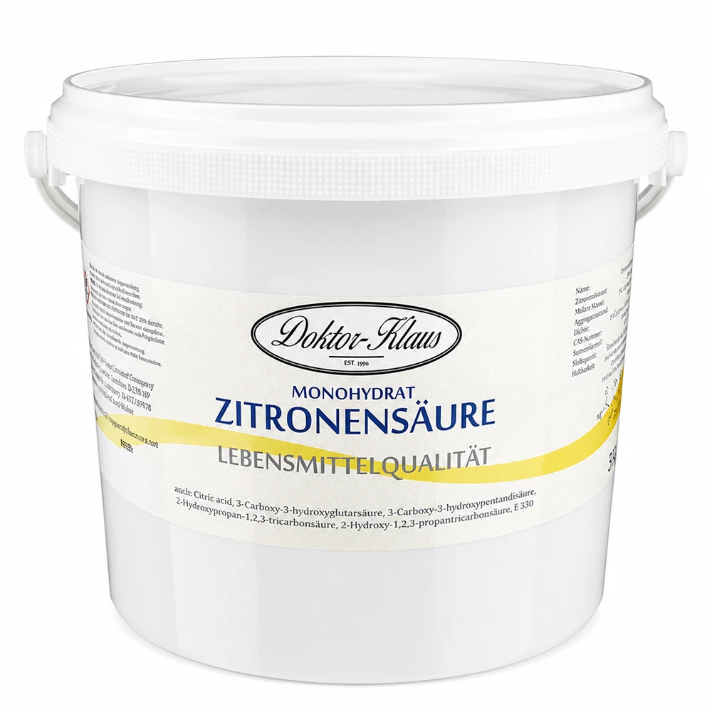 5kg Zitronensäure Monohydrat Doktor-Klaus Lebensmittelqualität weißer Kunststoffeimer für gewerblichen Einsatz