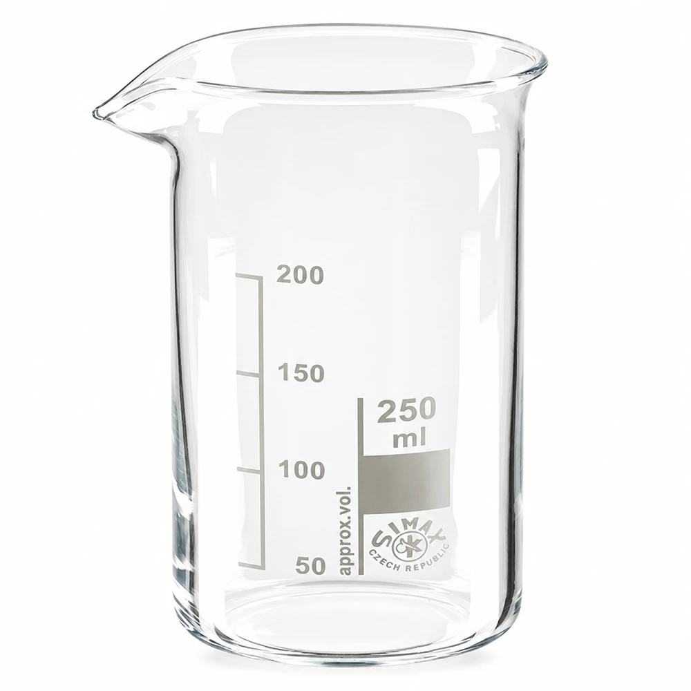 Becherglas 250ml hohe Form aus Borosilikatglas mit Skalierung für professionellen Laboreinsatz