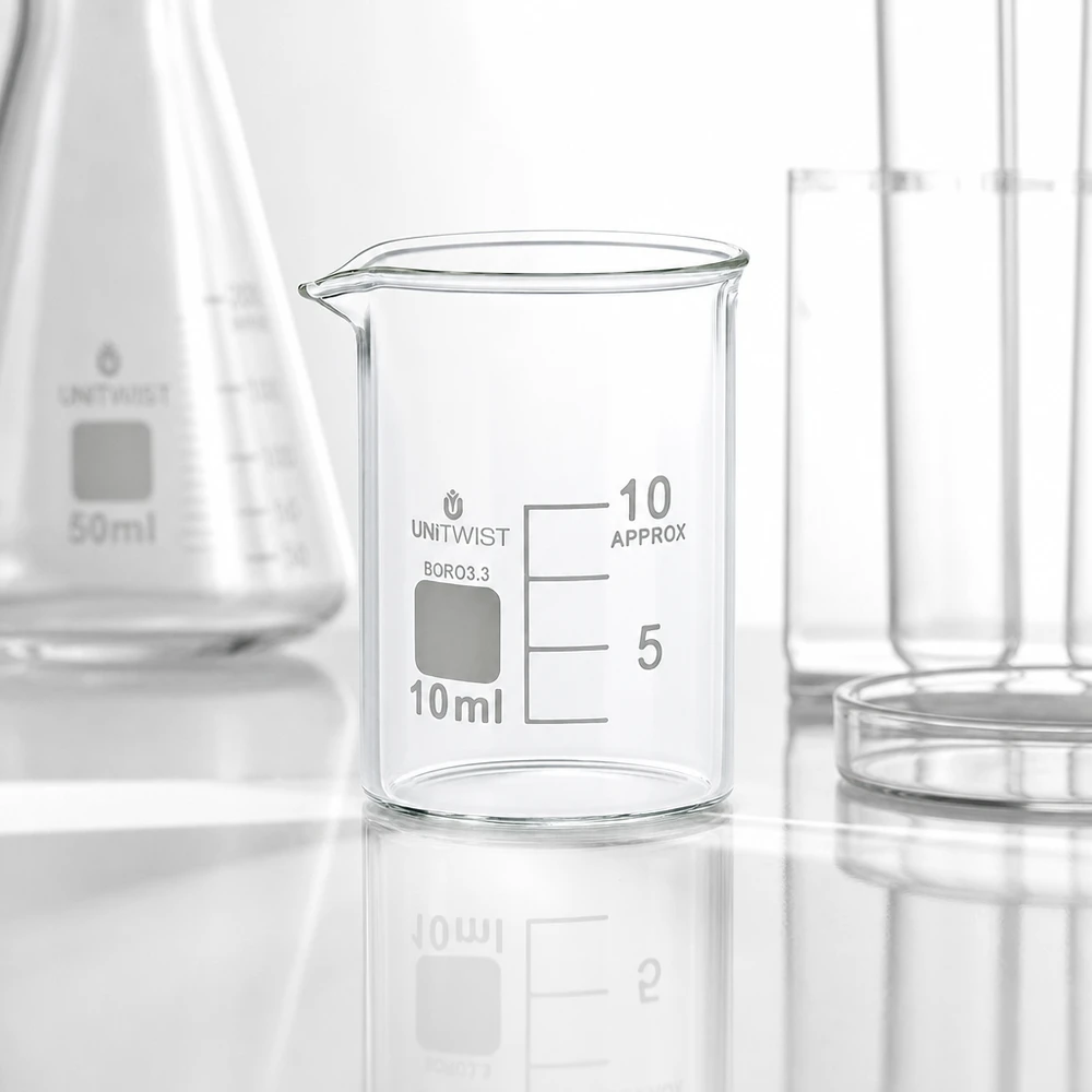 Becherglas 10ml Borosilikat, niedrige Form UNiTWIST Becherglas 10ml Borosilikat niedrige Form UNiTWIST für Labor und Gewerbe professionell und hitzebeständig