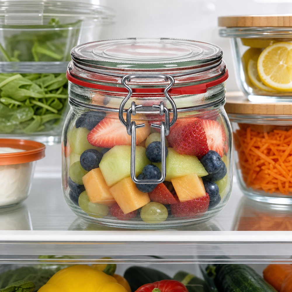 634ml Vorratsglas Typ G mit Bügelverschluss UN.. 634ml Vorratsglas mit Bügelverschluss für professionelle Lebensmittellagerung im Kühlschrank - Pacadura Fachhandel