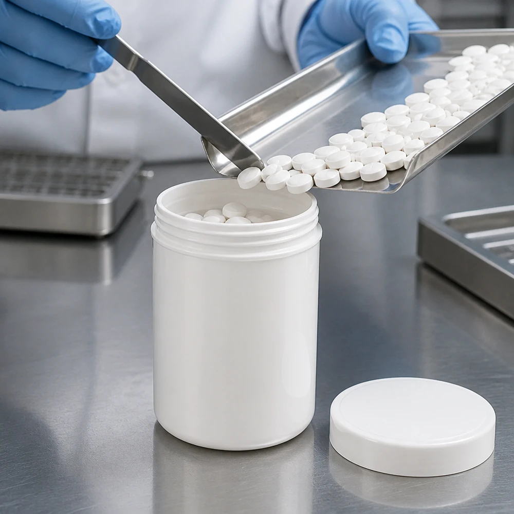 Weiße PP-Salbenkruke 500g mit weißem Schraubdeckel für pharmazeutische und kosmetische Abfüllung