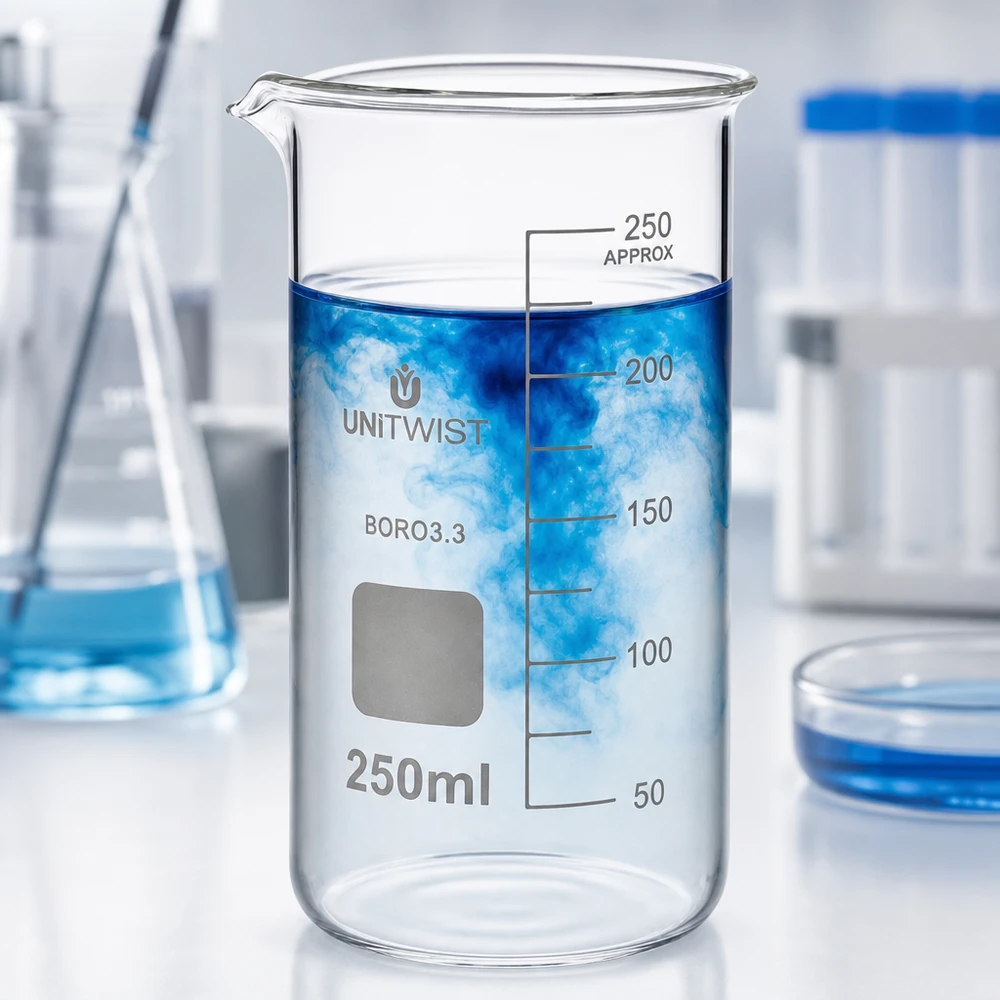 Becherglas 250ml Borosilikat, hohe Form UNiTWIST Becherglas 250ml hohe Form Borosilikat 3.3 UNITWIST für Labor und Gewerbe graduiert