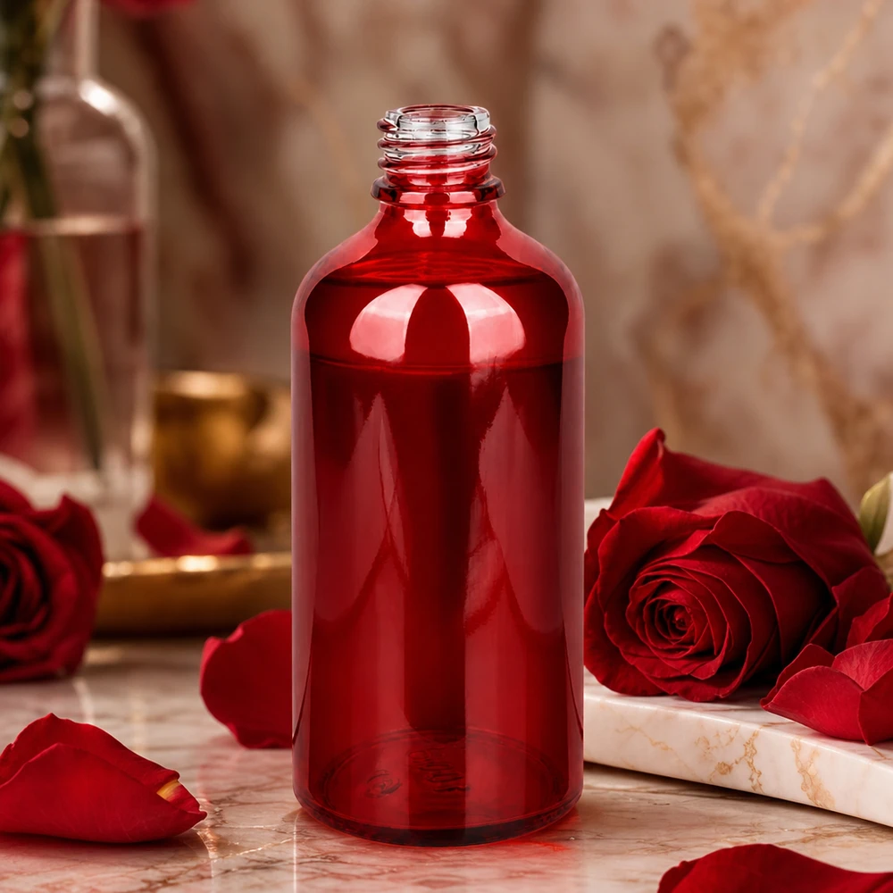 100ml Apothekenflasche RedLine UT18/100 UNiTWIST 100ml Apothekerflasche Glas rot UT18/100 UNiTWIST Gewinde für professionelle Anwendung Kosmetik Pharmazie